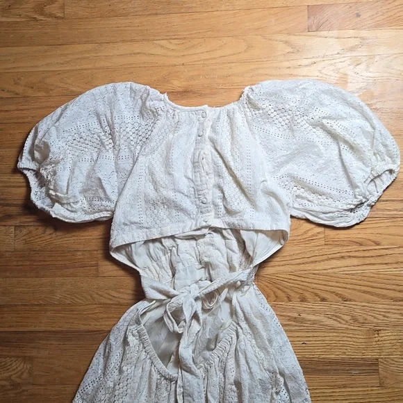 Anthropologie Verb Pallavi Singhee Agneza eyelet lace open tie-back midi dress - Picture 5 of 8